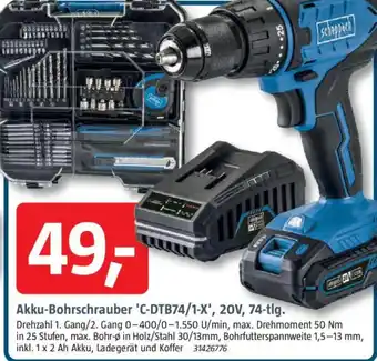 Bauhaus Scheppach Akku-Bohrschrauber 'C-DTB74/1-X', 20V, 74-tlg. Angebot