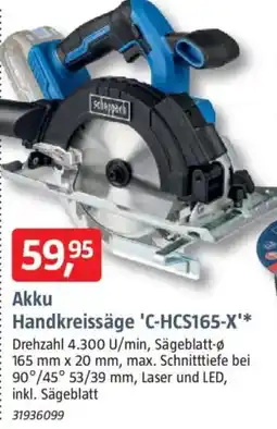 Bauhaus Scheppach Akku Handkreissäge 'C-HCS165-X' Angebot