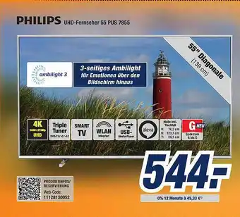 Expert Bening Philips Uhd-fernseher 55pus7855 Angebot