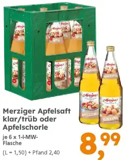 Globus Baumarkt Merziger Apfelsaft klar/trüb oder Apfelschorle Angebot