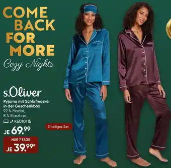 Galeria s.Oliver Pyjama mit Schlafmaske, in der Geschenkbox Angebot