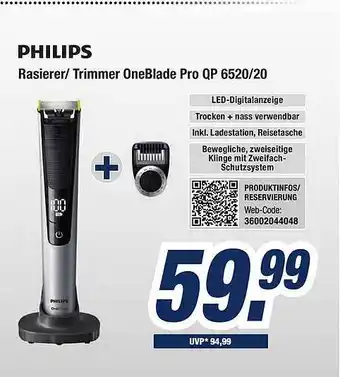 Expert Bening Philips Rasierer Oder Trimmer Oneblade Pro Qp 6520.20 Angebot