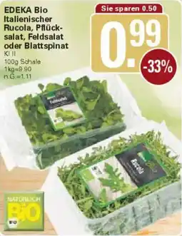 WEZ EDEKA Bio Italienischer Rucola, Pflücksalat, Feldsalat oder Blattspinat Angebot