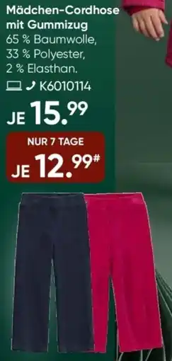 Galeria MANGUUN Mädchen-Cordhose mit Gummizug Angebot
