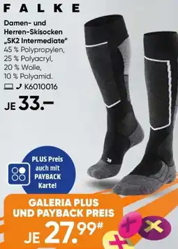Galeria FALKE Damen und Herren-Skisocken ,,SK2 Intermediate" Angebot