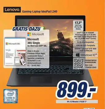 Expert Bening Lenovo Gaming Laptop Ideapad L340 Angebot