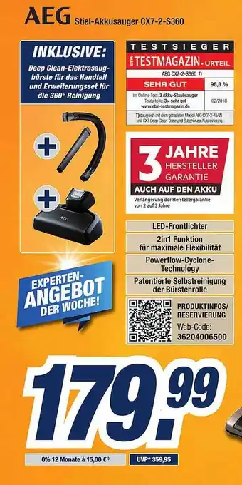 Expert Bening Aeg Stiel Akkusauger Cx7-2-s360 Angebot
