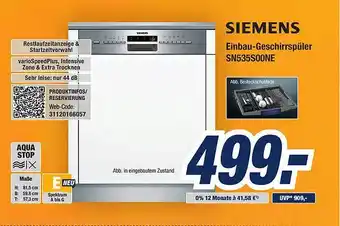 Expert Bening Siemens Einbau Geschirrspüler Sn535s00ne Angebot