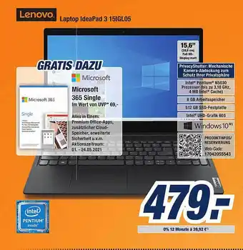 Expert Bening Lenovo Laptop Ideapad 3 15igl05 Angebot