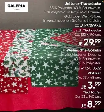 Galeria GALERIA home Uni Lurex-Tischwäsche Angebot