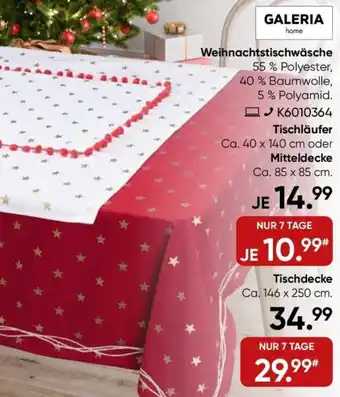 Galeria GALERIA home Weihnachtstischwäsche Angebot