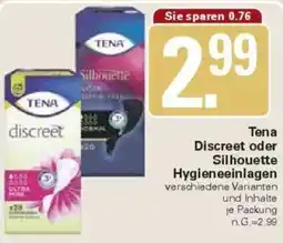 WEZ Tena Discreet oder Silhouette Hygieneeinlagen Angebot
