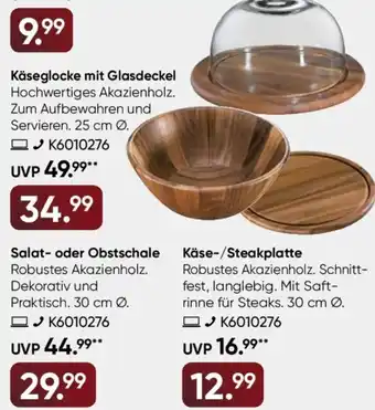 Galeria ZASSENHAUS Käseglocke mit Glasdeckel Angebot