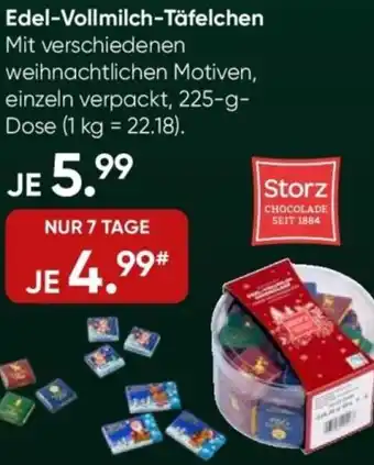 Galeria Storz Edel-Vollmilch-Täfelchen Angebot