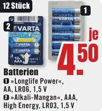 B1 Discount Baumarkt VARTA Batterien Angebot