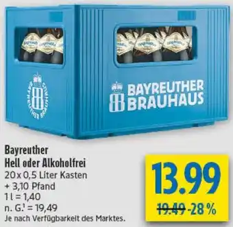 diska Bayreuther Hell oder Alkoholfrei Angebot