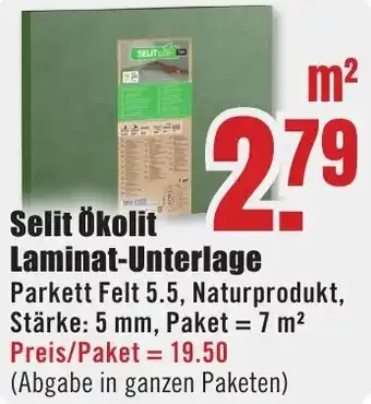 B1 Discount Baumarkt Selit Ökolit Laminat-Unterlage Angebot
