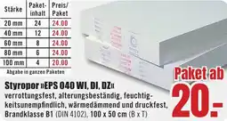 B1 Discount Baumarkt Styropor EPS 040 WI, DI, DZ Angebot