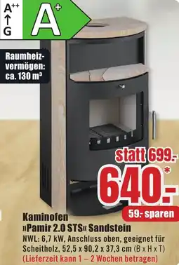 B1 Discount Baumarkt Kaminofen Pamir 2.0 STS Sandstein Angebot