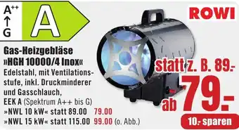 B1 Discount Baumarkt ROWI Gas-Heizgebläse HGH 10000/4 Inox Angebot