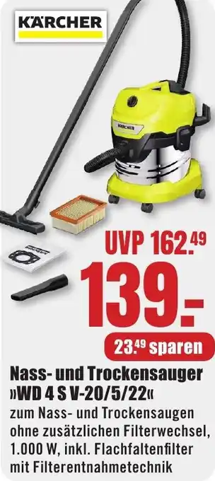 B1 Discount Baumarkt KARCHER Nass- und Trockensauger WD 4 S V-20/5/22 Angebot