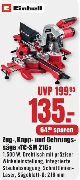 B1 Discount Baumarkt Einhell Zug-, Kapp- und Gehrungssäge TC-SM 216 Angebot