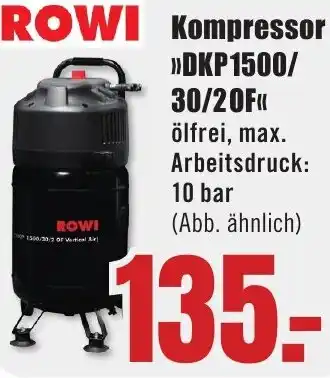 B1 Discount Baumarkt ROWI Kompressor DKP 1500/30/20F Angebot