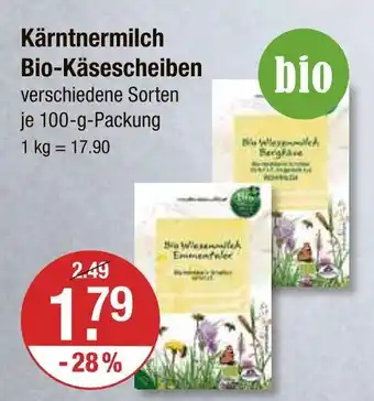 V Markt Kärntnermilch bio-käsescheiben emmentaler Angebot
