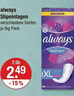 V Markt Always slipeinlagen Angebot