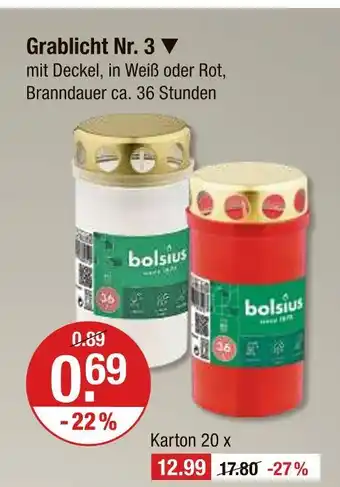V Markt Bolsius grablicht nr. 3 Angebot