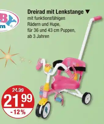 V Markt Baby born dreirad mit lenkstange Angebot