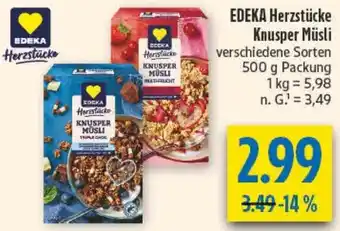 diska EDEKA Herzstücke Knusper Müsli Angebot
