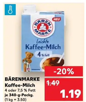 Kaufland Bärenmarke kaffee-milch 4 % fett Angebot