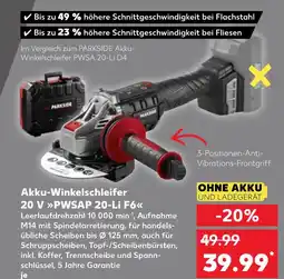 Kaufland Parkside akku-winkelschleifer 20 v pwsap 20-li f6 Angebot