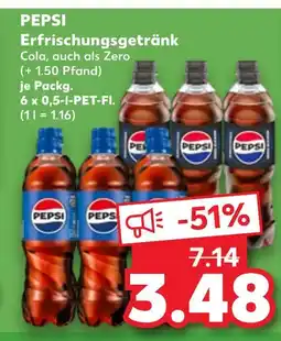 Kaufland Pepsi erfrischungsgetränk cola, auch als zero Angebot