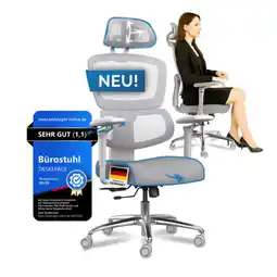 Netto Marken-Discount DESKSPACE Move Pro Bürostuhl - 3-stufiger 150 kg, Grau Angebot