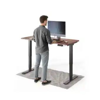 Netto Marken-Discount DESKSPACE Pro Plus Elektrisch Schreibtisch, Mahagoni Tischplatte / Schwarz Gestell / 140x70 cm Angebot