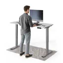 Netto Marken-Discount DESKSPACE Pro Plus Elektrisch Schreibtisch, Weiß Tischplatte / Grau Gestell / 140x70 cm Angebot