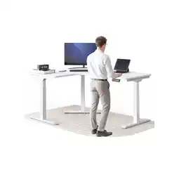 Netto Marken-Discount DESKSPACE Elektrisch höhenverstellbarer Eck-Tisch, Weiß Tischplatte / Weiß Gestell Angebot