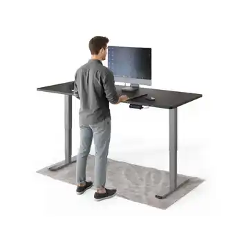 Netto Marken-Discount DESKSPACE Pro Plus Elektrisch Schreibtisch, Schwarz Tischplatte / Grau Gestell / 180x80 cm Angebot