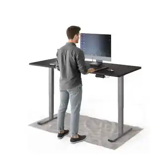 Netto Marken-Discount DESKSPACE Pro Plus Elektrisch Schreibtisch, Schwarz Tischplatte / Grau Gestell / 160x80 cm Angebot