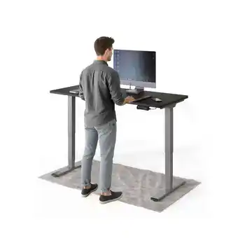 Netto Marken-Discount DESKSPACE Pro Plus Elektrisch Schreibtisch, Schwarz Tischplatte / Grau Gestell / 140x70 cm Angebot