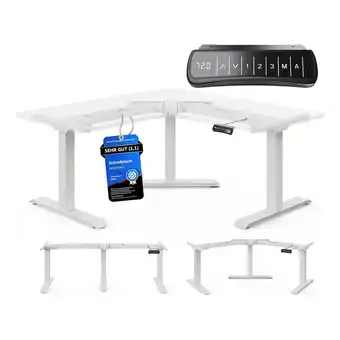 Netto Marken-Discount DESKSPACE Elektrisch höhenverstellbarer Eck-Tisch, Weiß Angebot