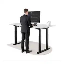 Netto Marken-Discount DESKSPACE Titan Schreibtisch mit 4 Beinen, Schwarz Tischplatte / Weiß Gestell / 180x80 cm Angebot