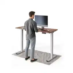 Netto Marken-Discount DESKSPACE Pro Plus Elektrisch Schreibtisch, Mahagoni Tischplatte / Weiß Gestell / 140x70 cm Angebot