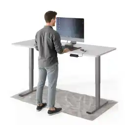 Netto Marken-Discount DESKSPACE Pro Plus Elektrisch Schreibtisch, Weiß Tischplatte / Grau Gestell / 180x80 cm Angebot