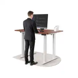 Netto Marken-Discount DESKSPACE Titan Schreibtisch mit 4 Beinen, Mahagoni Tischplatte / Weiß Gestell / 140x70 cm Angebot