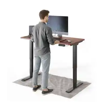 Netto Marken-Discount DESKSPACE Pro Plus Elektrisch Schreibtisch, Mahagoni Tischplatte / Schwarz Gestell / 120x60 cm Angebot