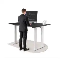Netto Marken-Discount DESKSPACE Titan Schreibtisch mit 4 Beinen, Schwarz Tischplatte / Weiß Gestell / 160x80 cm Angebot