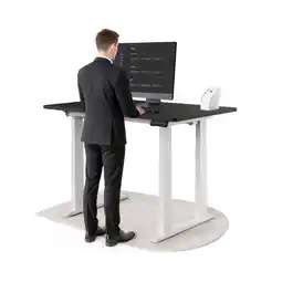 Netto Marken-Discount DESKSPACE Titan Schreibtisch mit 4 Beinen, Schwarz Tischplatte / Weiß Gestell / 140x70 cm Angebot